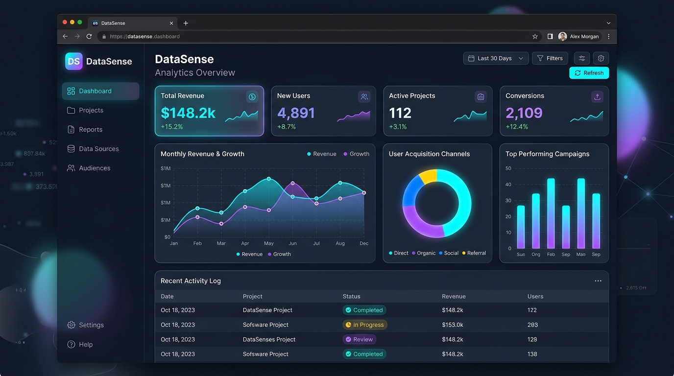 DataSense Analytics Dashboard UI